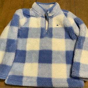 Vineyard Vines Light Blue and White Fleece Pullover